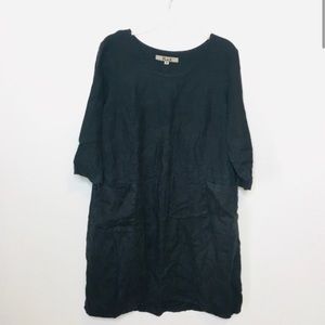 FLAX Linen Dress SMALL Oversized in Black